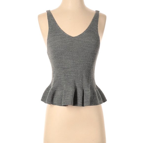 SOLD!! ABound Gray Knit-like Tank Top Peplum - Picture 1 of 4